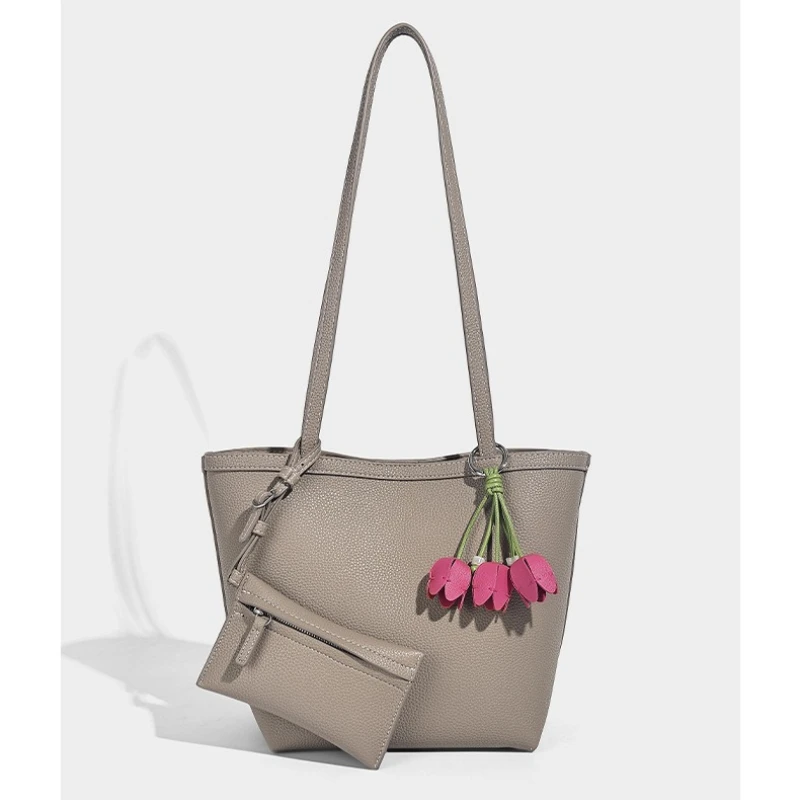 

2 Piece Set+women's Tote Bag, PU Leather Large Capacity Commuter Handbag, Niche Design Female Leather School Shoulder Bags
