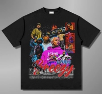 New Summer Classic Retro Style Y2K Chris Brown Face Print T-shirt Rock Party Street Casual Plus Size Men'sandwomen's Top T-shirt