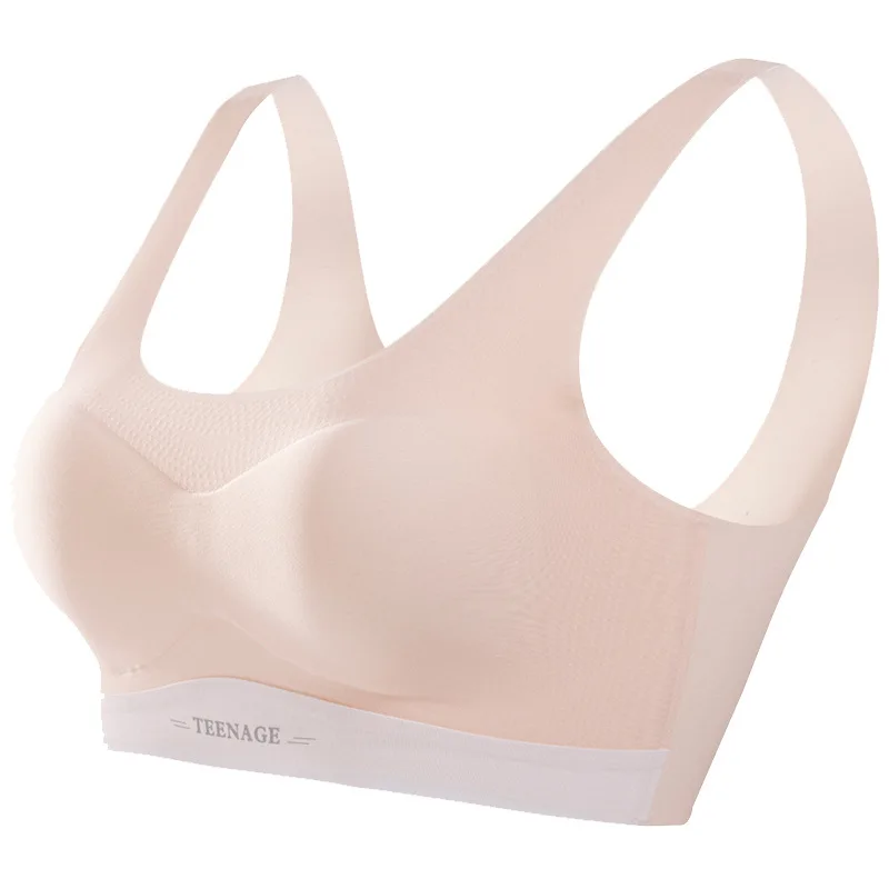 1-3PCS Girls' Puberty Sports Underwear For Primary  Middle School Students  Comfortable Seamless Bra With Beautiful Back Design view 2
