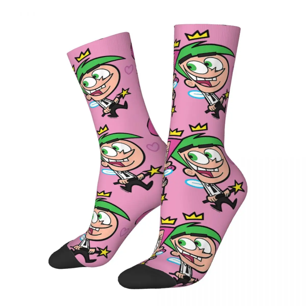 Funny Crazy Sock for Men Cosmo And Wanda1 Hip Hop Harajuku The Fairly Odd Parents Happy Quality Pattern Printed Boys Crew Sock