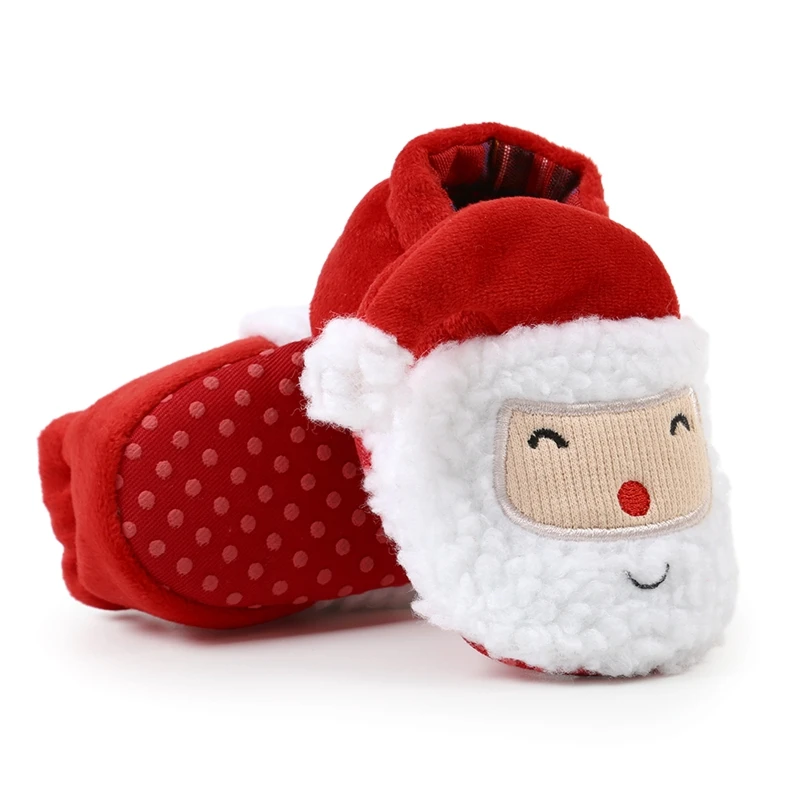 Infant Baby Girl Boy Christmas Shoes Santa Claus Cartoon Fleece Warm Cozy Snow Shoes Newborn Fall Winter Crib Socks