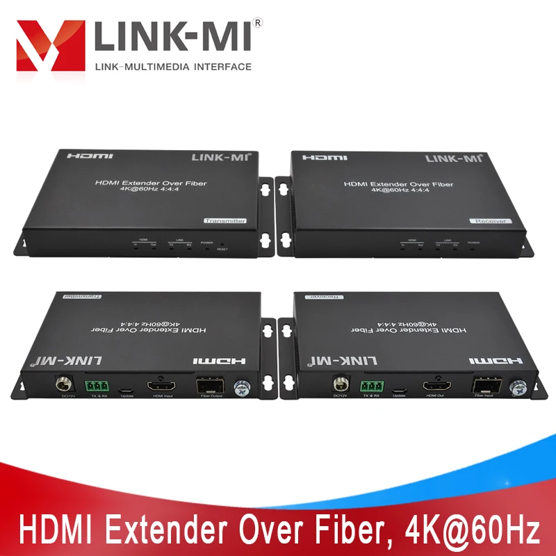 LINK-MI 4K 300m to 60km HDMI Fiber Extender Single Mode Support 4K@60hz YUV4:4:4, HDR, 18Gbps, EDID, No latency, RS232