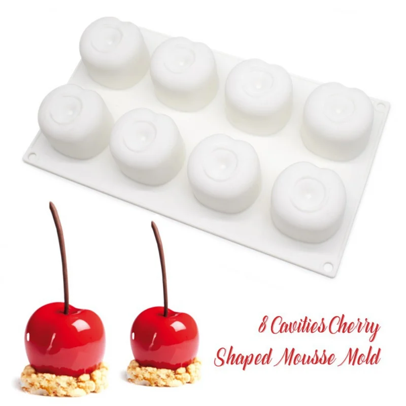 6Connection Double Cherry French Mousse Cake Mold DIY Baking mold Silicone fondant mold