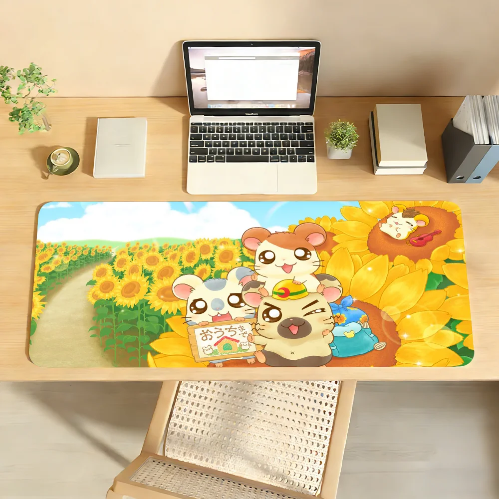 Cartoon H-Hamtaro Mouse Pad Non-slip Locking Edge DeskMat PC Laptop Accessories Rubber Office Keyboard Game Carpet 350x900x3mm
