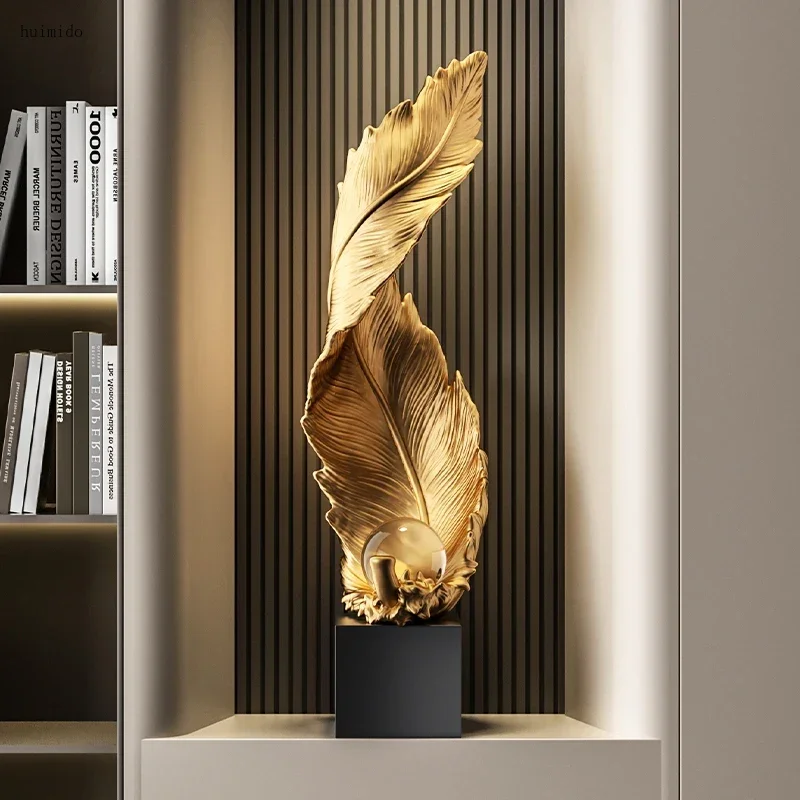 Home Decor,Feather Art,Entrance Decoration,Resin Sculpture Living Room,TV Cabinet,Office,Statue Floor Decorations Gift