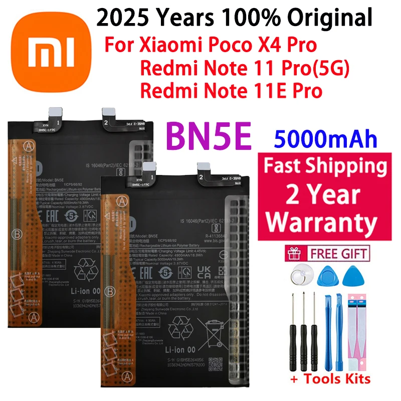 

Production in 2025 Phone Battery BN5E For Xiaomi Redmi Note 11 11e Pro POCO X4 Pro Replacement Battery Quality Batteries