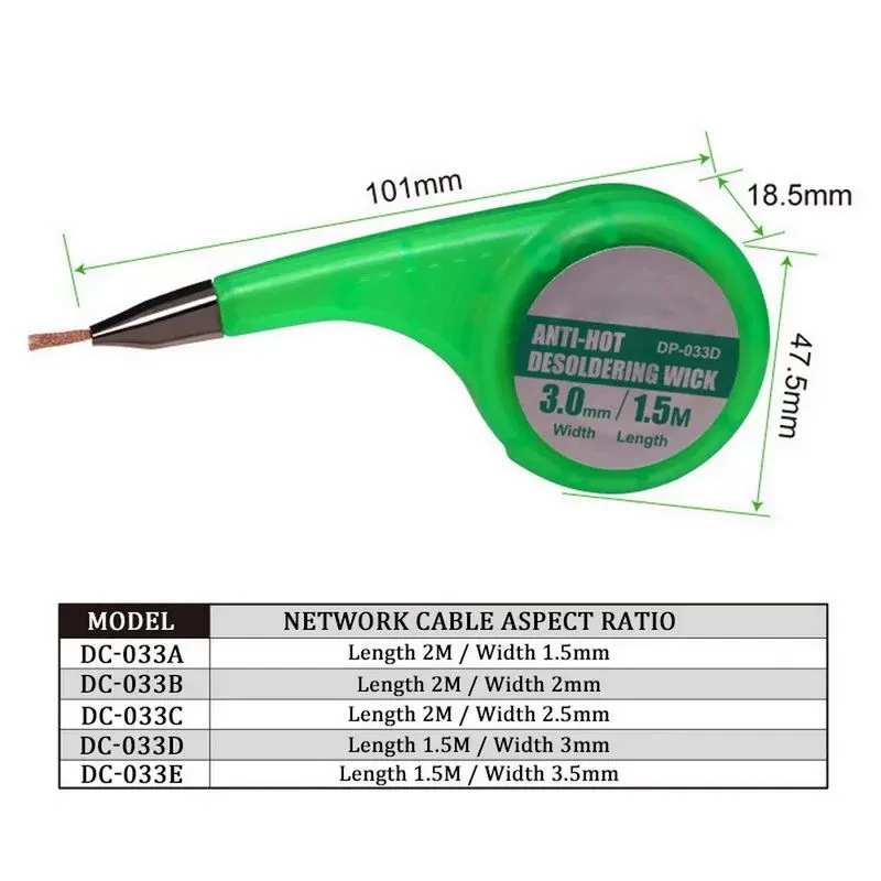Copper Desoldering Wick Anti-scald Pure Copper Soldering Wick Wire Solder Removal for Electrical Components
