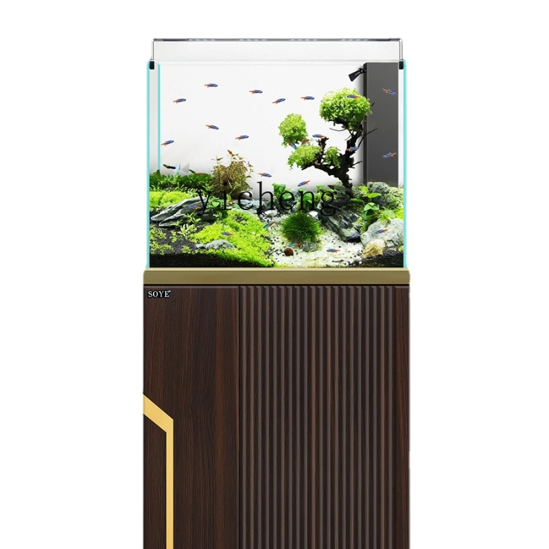 

Zk Fish Tank Living Room Small Medium Lanshou Landscape Water Grass Set Super White Floor Light Luxury Ecology