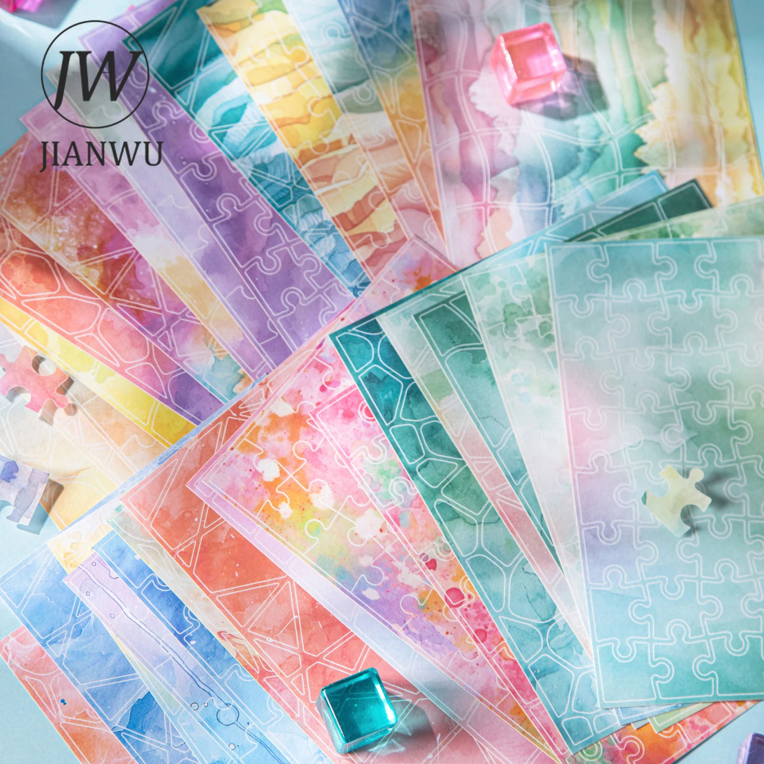 

JIANWU Fun of Piecing Together Series, винтажная акварельная размазка, пейзажный материал, наклейка для коллажа, креативный журнал, канцелярские принадлежности