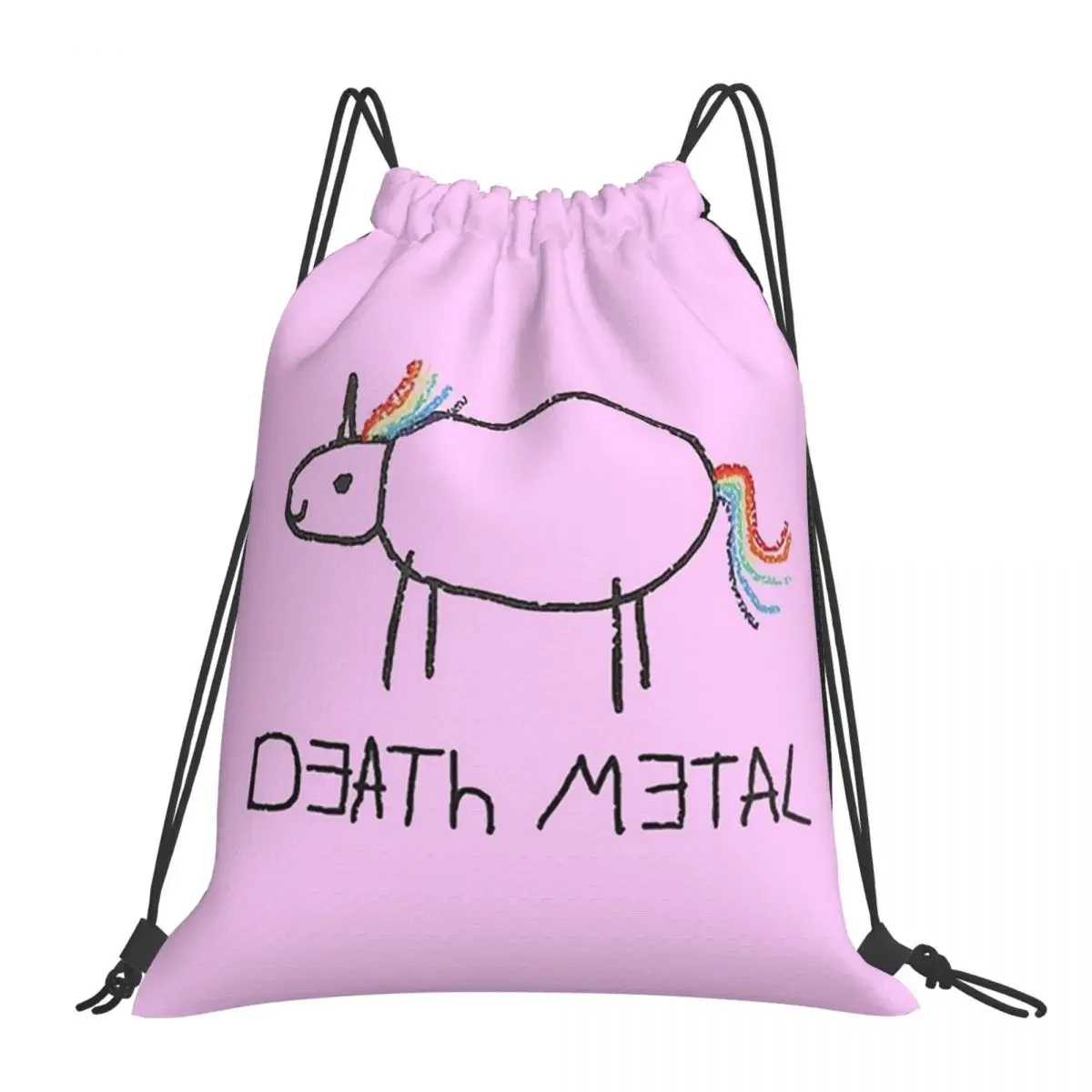 Mochilas de unicornio de Metal de la muerte, bolsas multifunción con cordón, paquete de bolsillo con cordón, bolsa deportiva para estudiantes de viaje