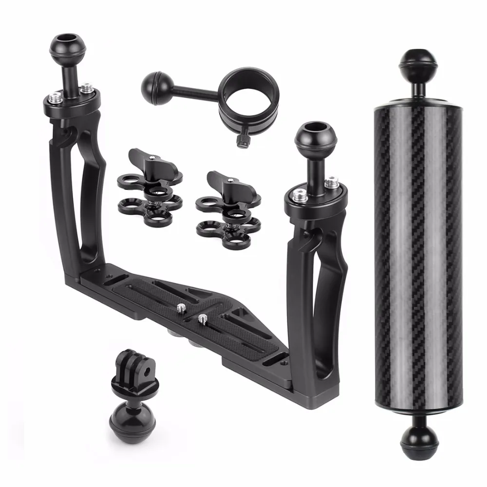 Tauchen DSLR Kamera käfig Dual Handheld Tray Halterung Buttery Clip Kohle faser Verlängerung sarm schwimmende Stativ halterung für Gopro 13 – Detail 21