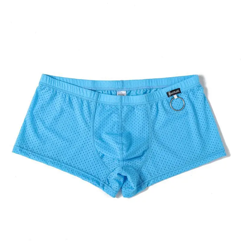 

Men's Boxy Underwear Mesh Breathable Comfort Elastic Quick Dry Cool Feel Boxer Shorts Youth Low-rise U Convex Pouch Ring Panties
