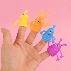 4Pcs TPR Plastic Mini Monster Finger Dolls Story Finger Puppet Toys for Kids Birthday Party Favors Baby Shower Gift Goodie Bag