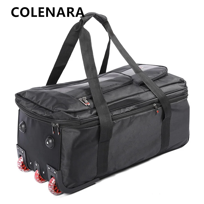COLENARA الرجال الأمتعة 28 "32 بوصة سعة كبيرة حقيبة العربة طوي أكسفورد القماش السفر حقيبة ظهر تحمل على الكتف حقيبة المرأة #3