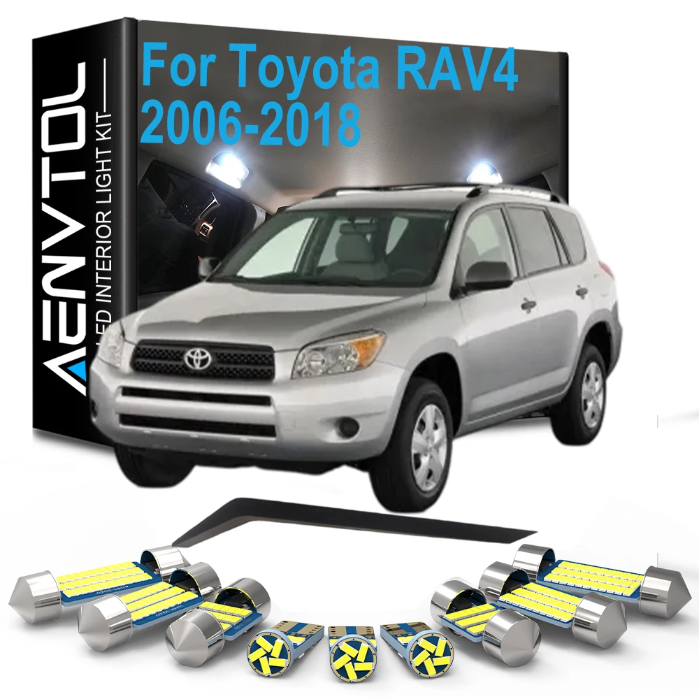 10Pcs LED Interior Dome Reading Light Luggage Plate Bulb Kit For Toyota RAV4 2006 2008 2010 -2012 2014 2015 2016 2017 2018