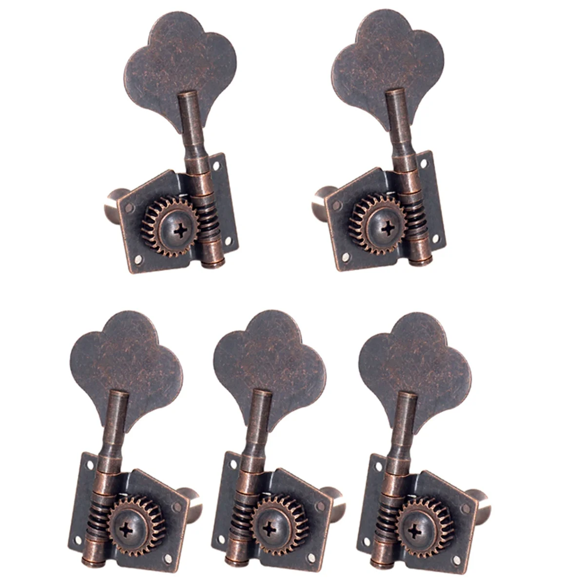 5Pcs Guitar Vintage Open Bass Guitar Tuning Key Pegs Machine Heads Tuners 2L3R for 5 Strings Bass Red Bronze