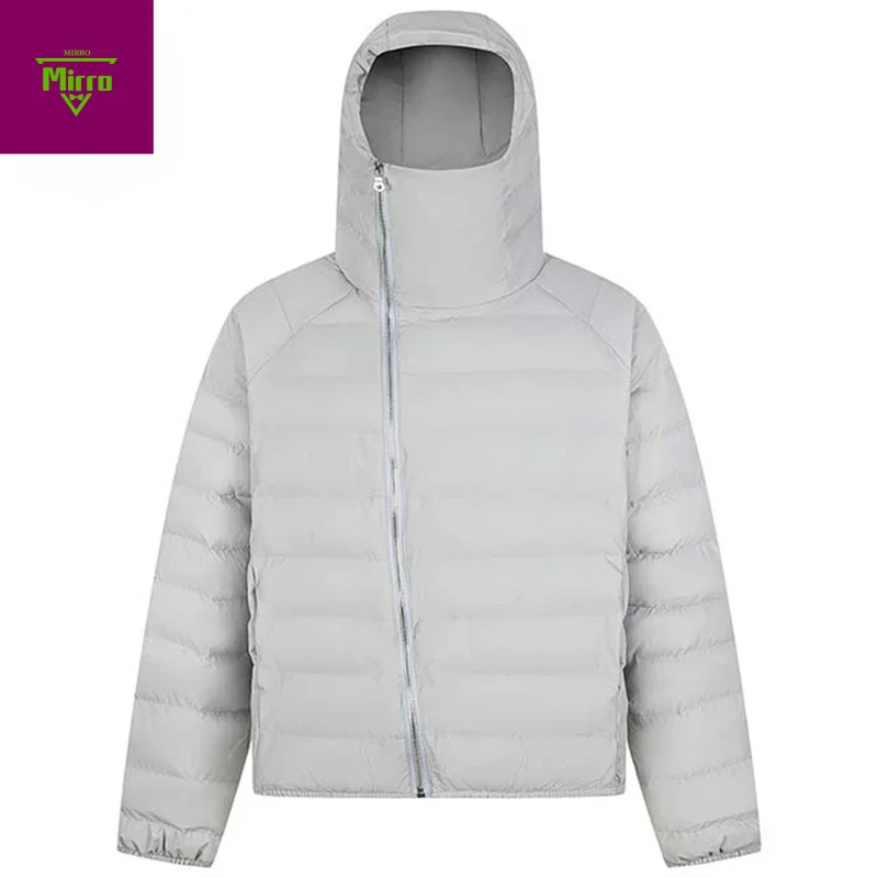 

Зимние куртки с диагональной молнией, мужские утепленные парки, пальто, модные повседневные стеганые куртки с капюшоном, верхняя одежда