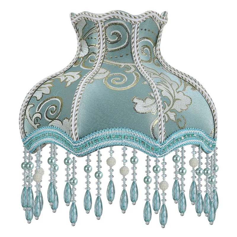 European Style Lampshade Home Decor Retro Light Lamp Cover European Vintage High-End Cloth Art Bead Lace Lampshade