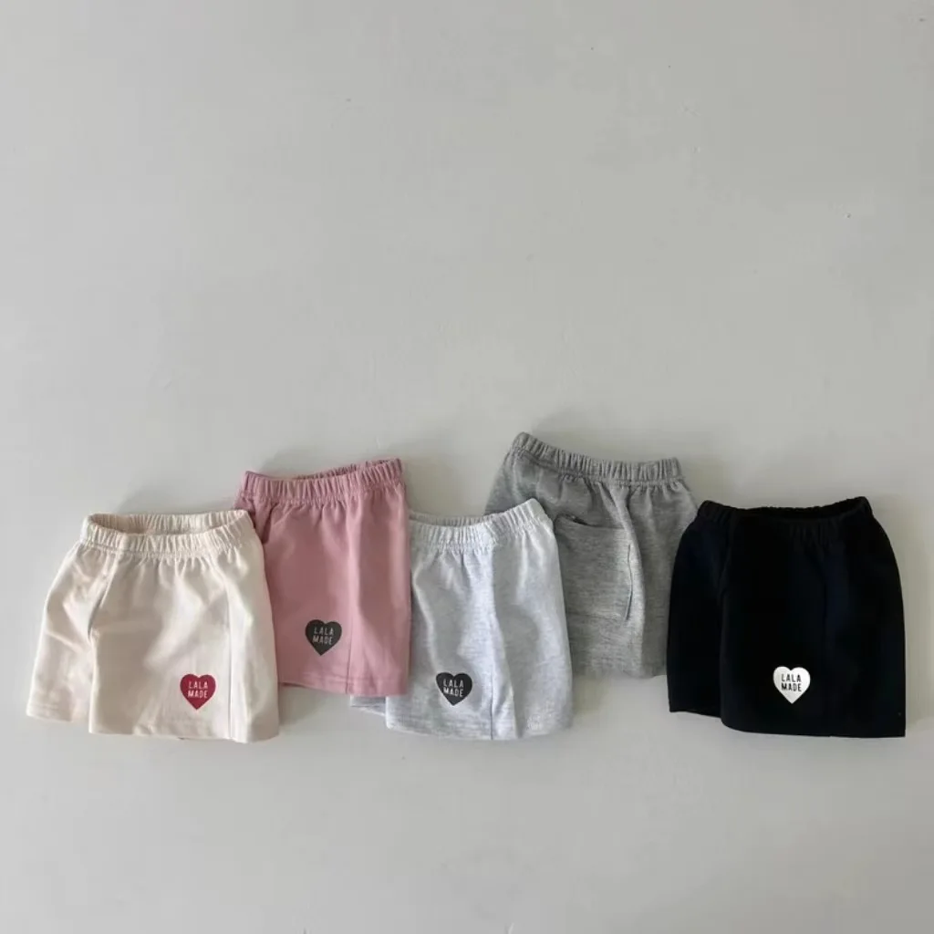 2025 Summer New Baby Loose Shorts Cotton Boys Girls Heart Letter Shorts Infant Toddler Versatile Casua Pants Children Clothes