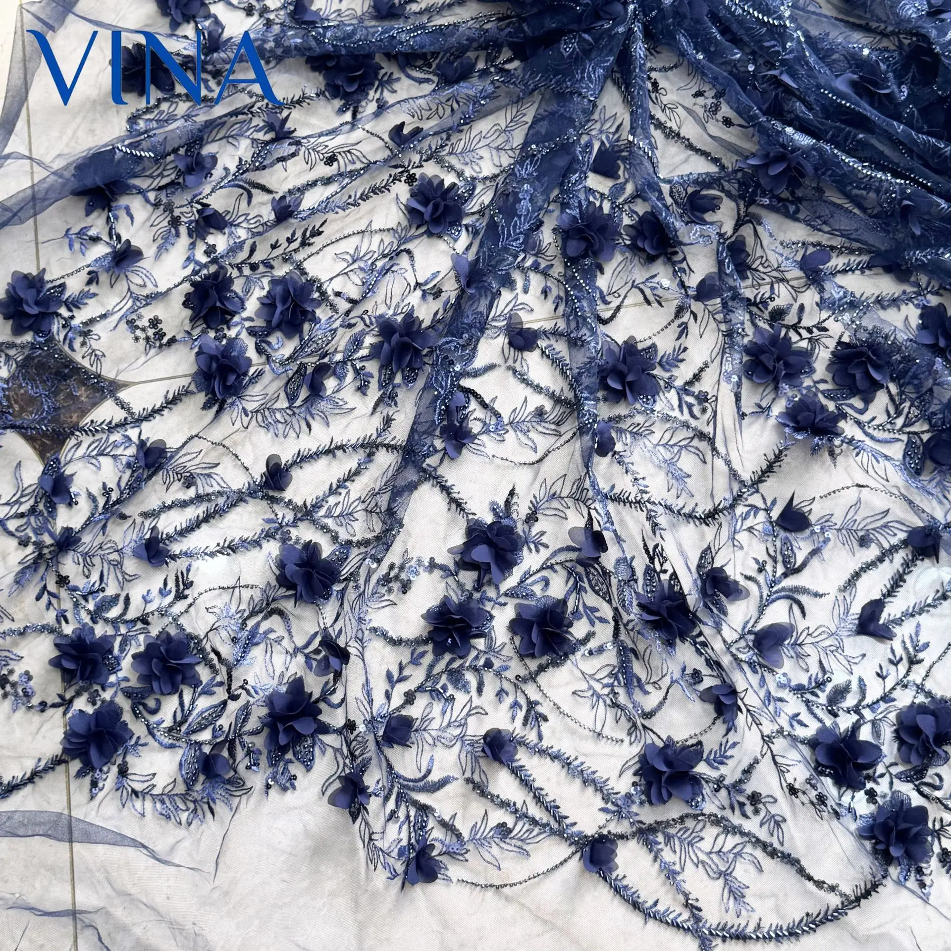 

1 Meter 130cm wide Sequins Mesh Fabric High Quality Laser Embroidery Sequin Tulle Fabric DIY Dress Shawl Sewing Cloth