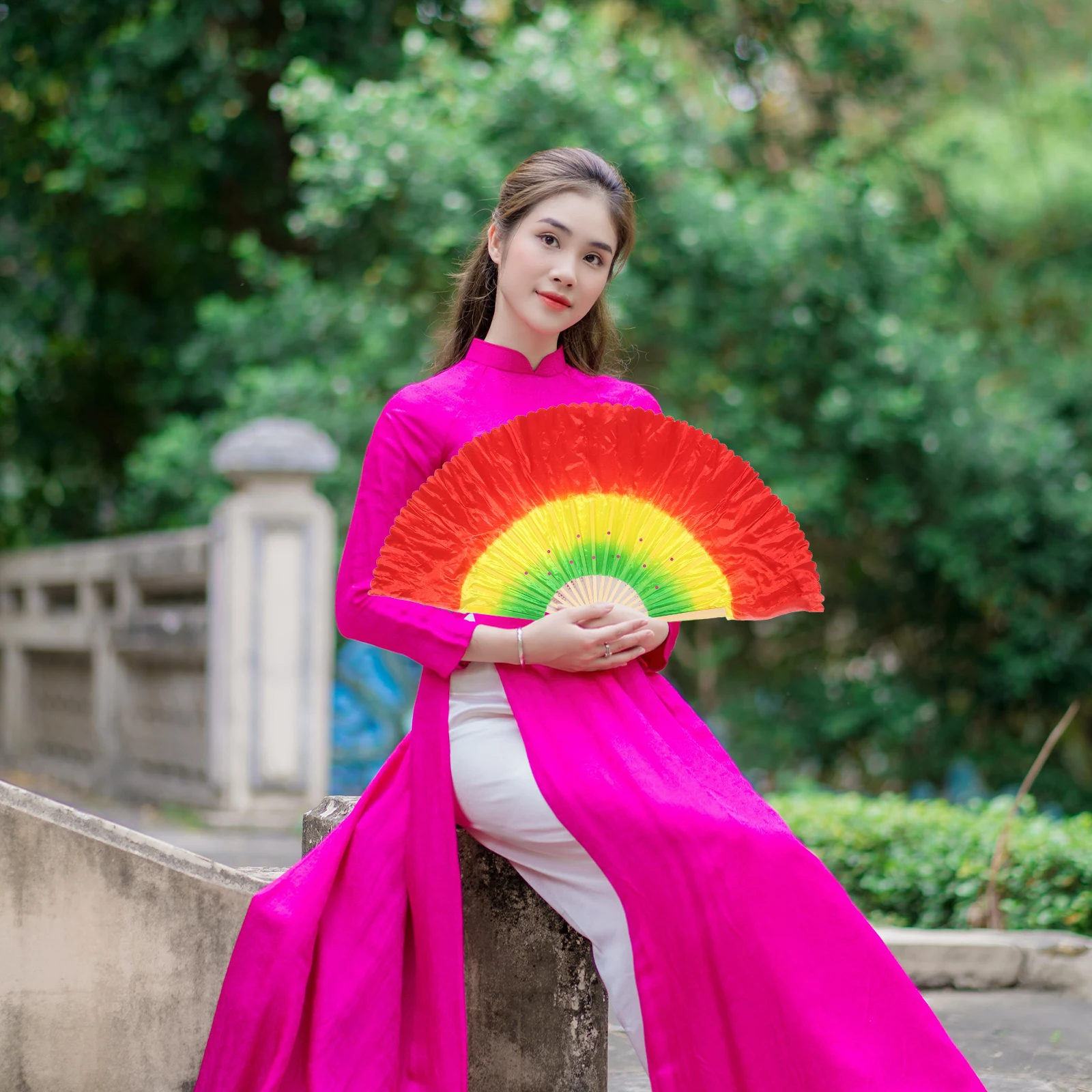 

Beautiful Gradient Color Dance Fan Set Lightweight Folding Exercise Fan Ideal For Decorations Craftsmanship 2pcs