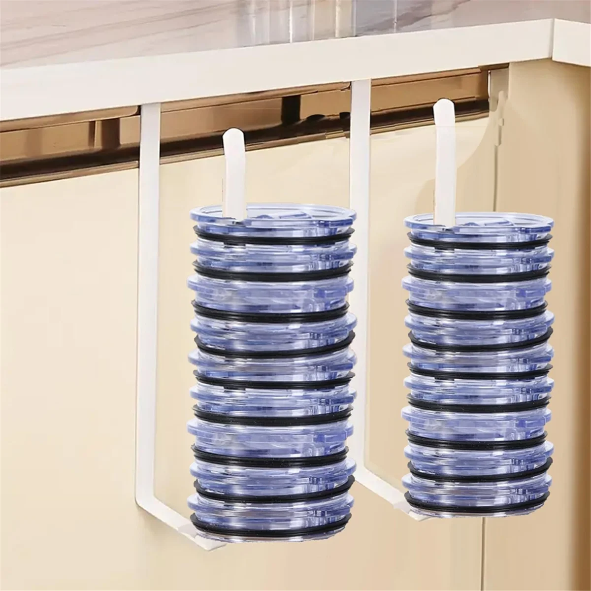 L74A กล่องเก็บของฝาแก้วแบบแขวน 2 ชิ้น ขนาด 10 นิ้ว ประหยัดพื้นที่ เหมาะสำหรับฝาแก้วหลากหลายประเภท