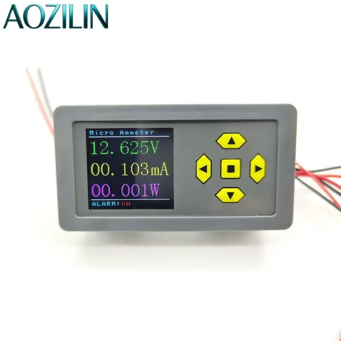 AOZILIN DC Micro Ammeter Voltmeter High Precision Color Screen Digital Alarm Output Voltage Current Power Meter