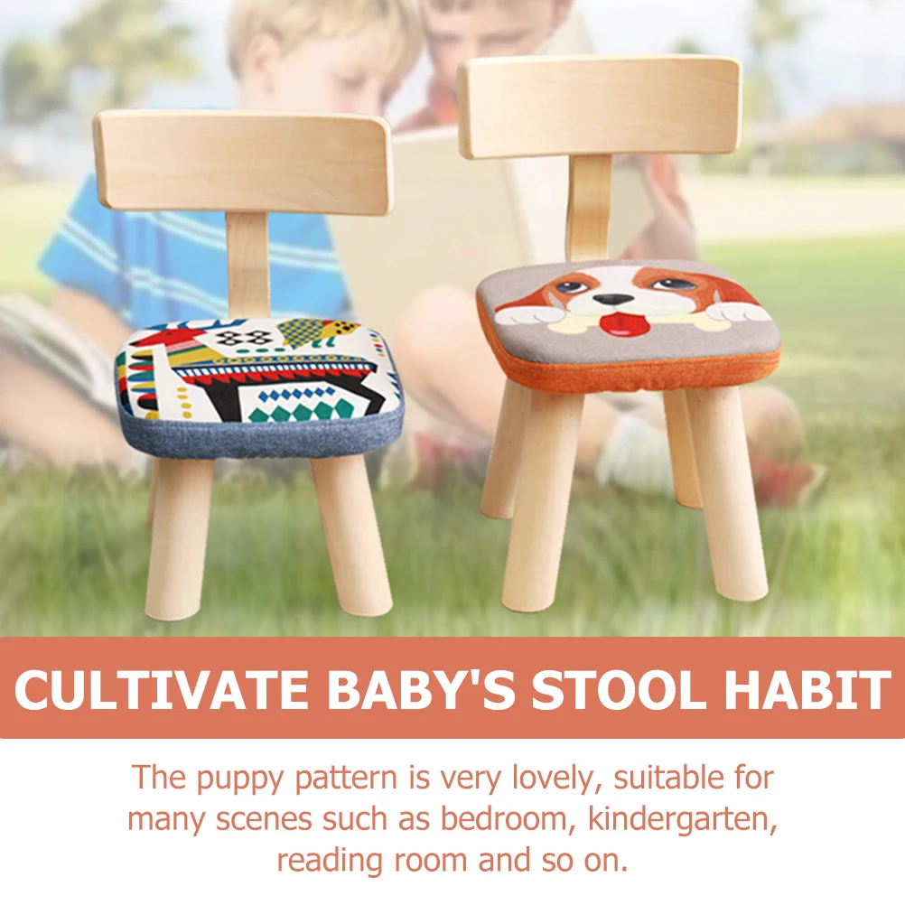 

Pattern Children Back Chair Kids Anti-Fall Stool Wooden Removable Cover Structure For Bedroom