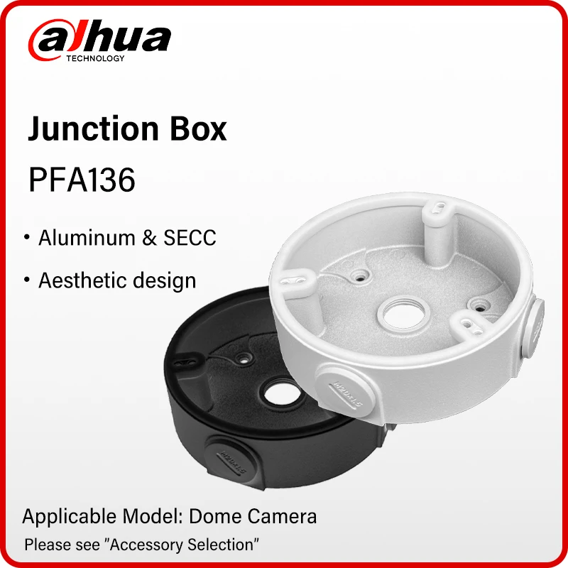 Dahua PFA136 Junction Box Aluminum Camera Mounts Bracket White Black Color For Dahua Dome Camera HDBW2841E-S HDBW3441E-AS-S2 etc