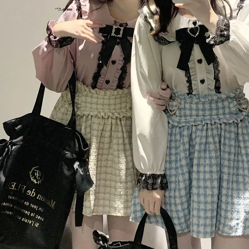 Koronkowy kołnierzyk dla lalek Love Button Love Professionals Lolita JK Shirt z uroczymi długimi rękawami Kawaii