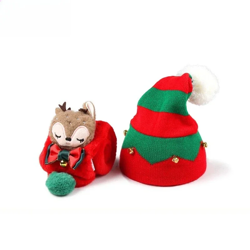 

Winter Children's Two-Piece Scarf Hat Set Cute Warm plus Velvet Windproof Baby Ear Protection Christmas Suit