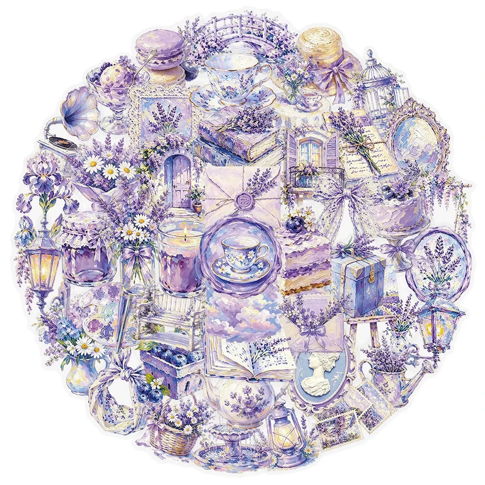 10/30/50 Stück Vintage Lila Blumen-Cartoon-Aufkleber Kawaii Graffiti Skateboard Handyhülle Transparente Ästhetische Aufkleberpackungen