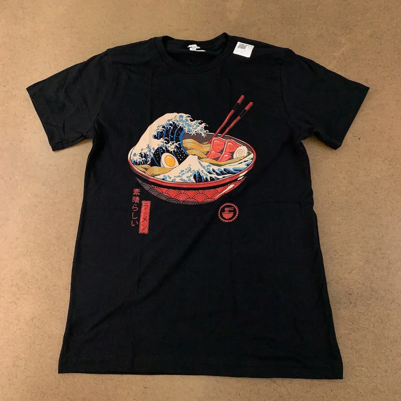 Bella Canvas Men's Size Medium Black The Great Ramen T Shirt Print NWT vintage Washed fashion graphic Stretched Stylish Soft