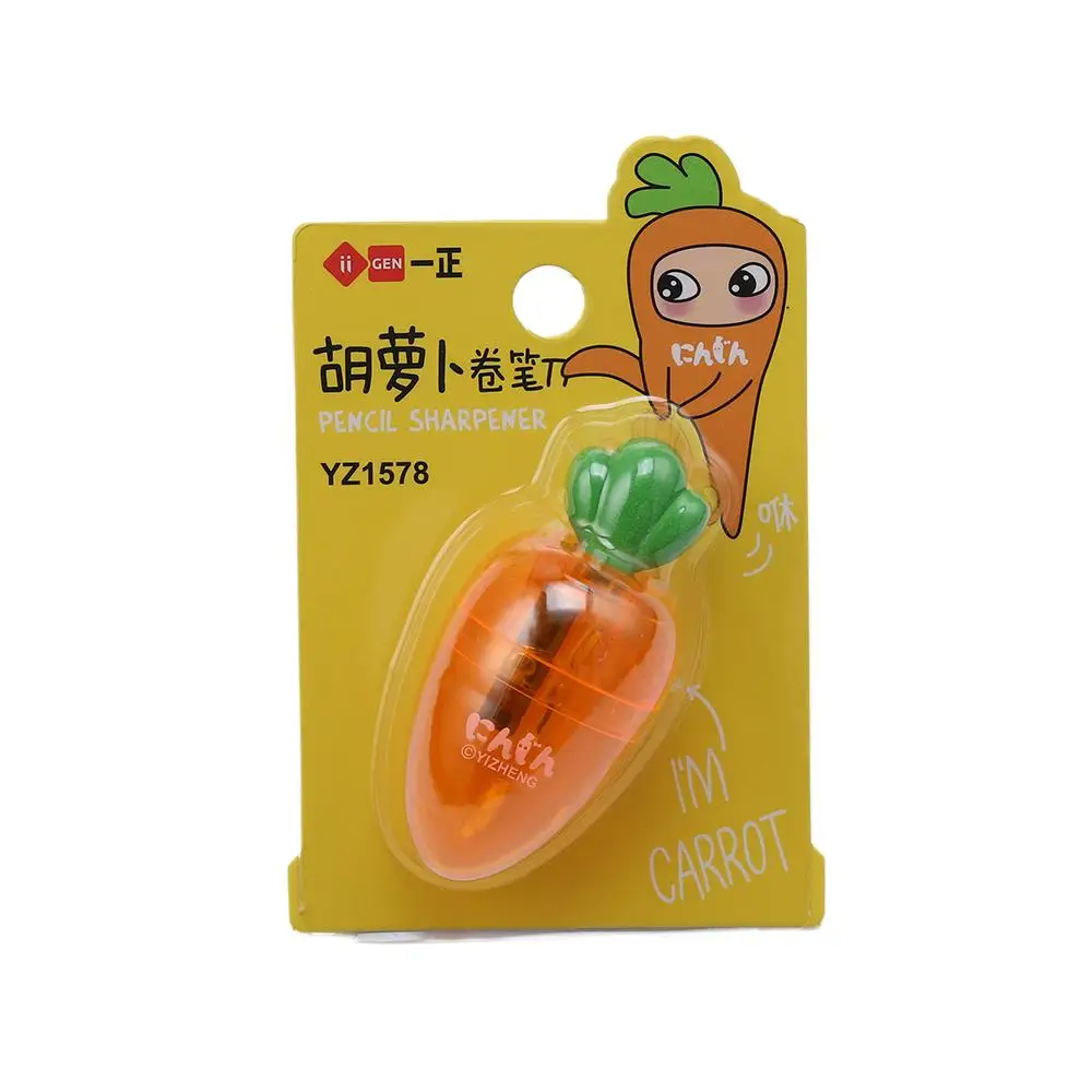 1 Pieces Cute Carrot Pineapple Pencil Sharpener With Eraser Pencils School Office Supplies Student Decoration Stationery