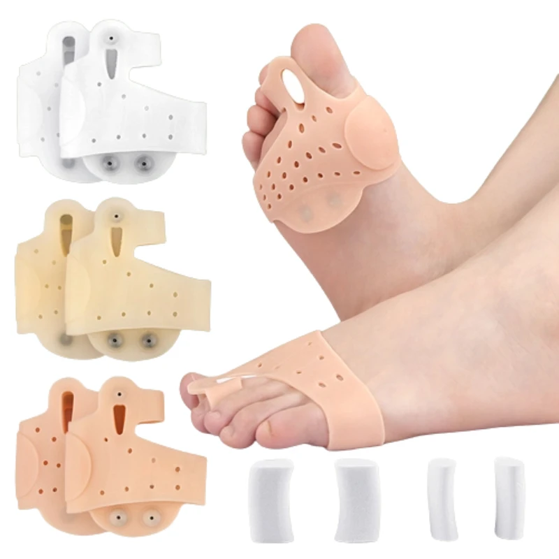 

2Pairs Big Foot Toe Straightener Splitter Gel Feet Care Silicone Hallux Valgus Pain Relief Corrector Bunion Separators Protector