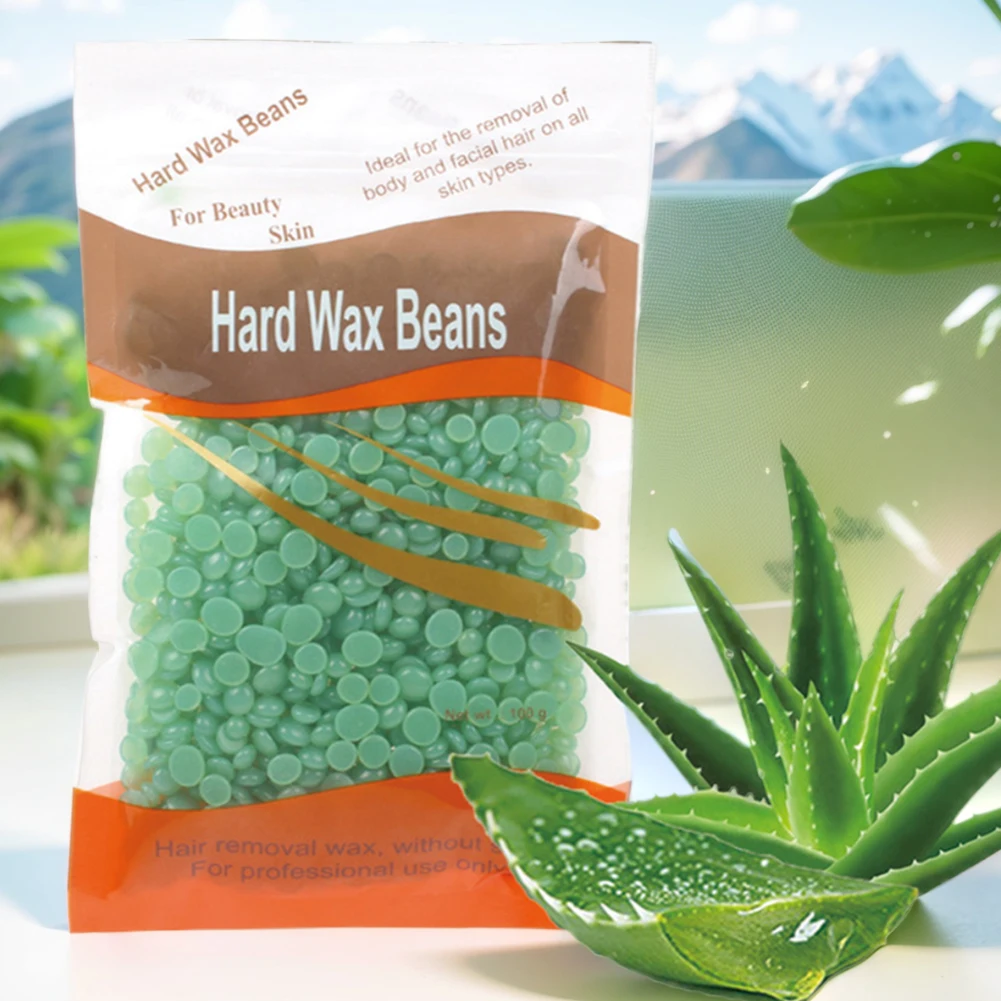 100g Depilatory Hard Wax Beans Hot Beads with Natural Ingredient Stripless Waxing Beans for All Body and Bikini Areas