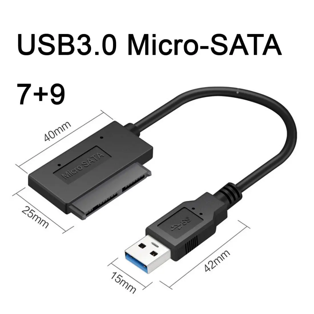 USB3.0 SATA Adapter Cable 7+9 Pin to Micro SATA 16-Pin Converter for Laptop Win XP Win 7 Linux Mac - USB to SATA Adapter