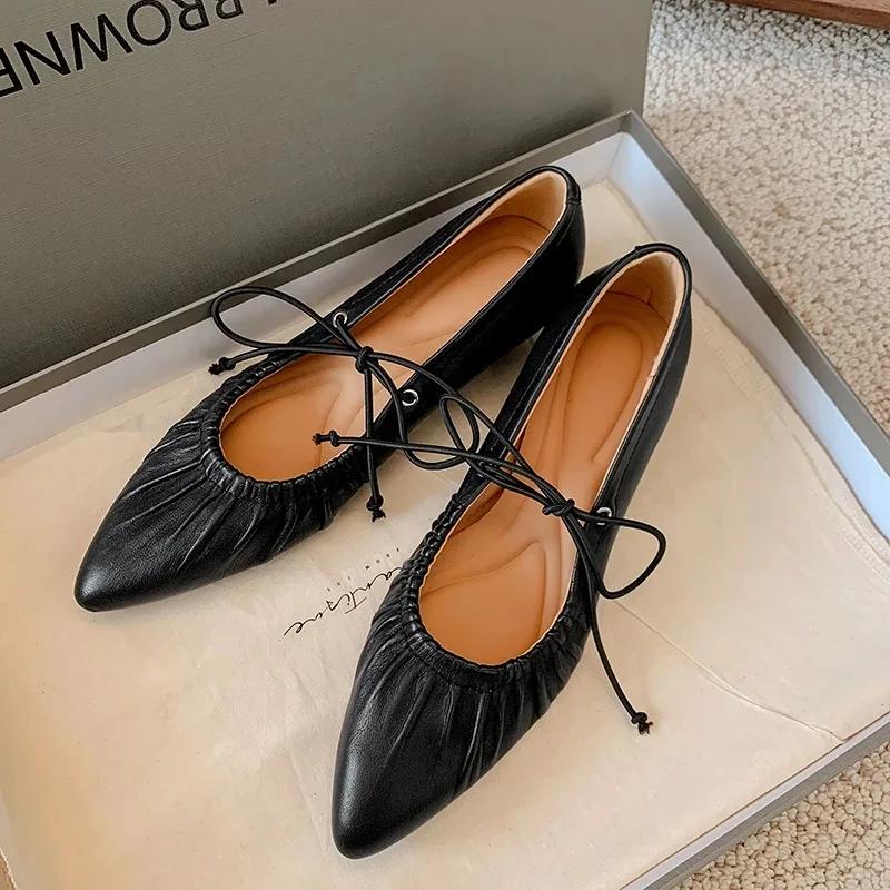 Womens Retro Shoes Spring MedHeel Pumps Sliver Gold Pleated Pumps French Handmade Mary Jane Sheepskin Footwear Plus Size 41