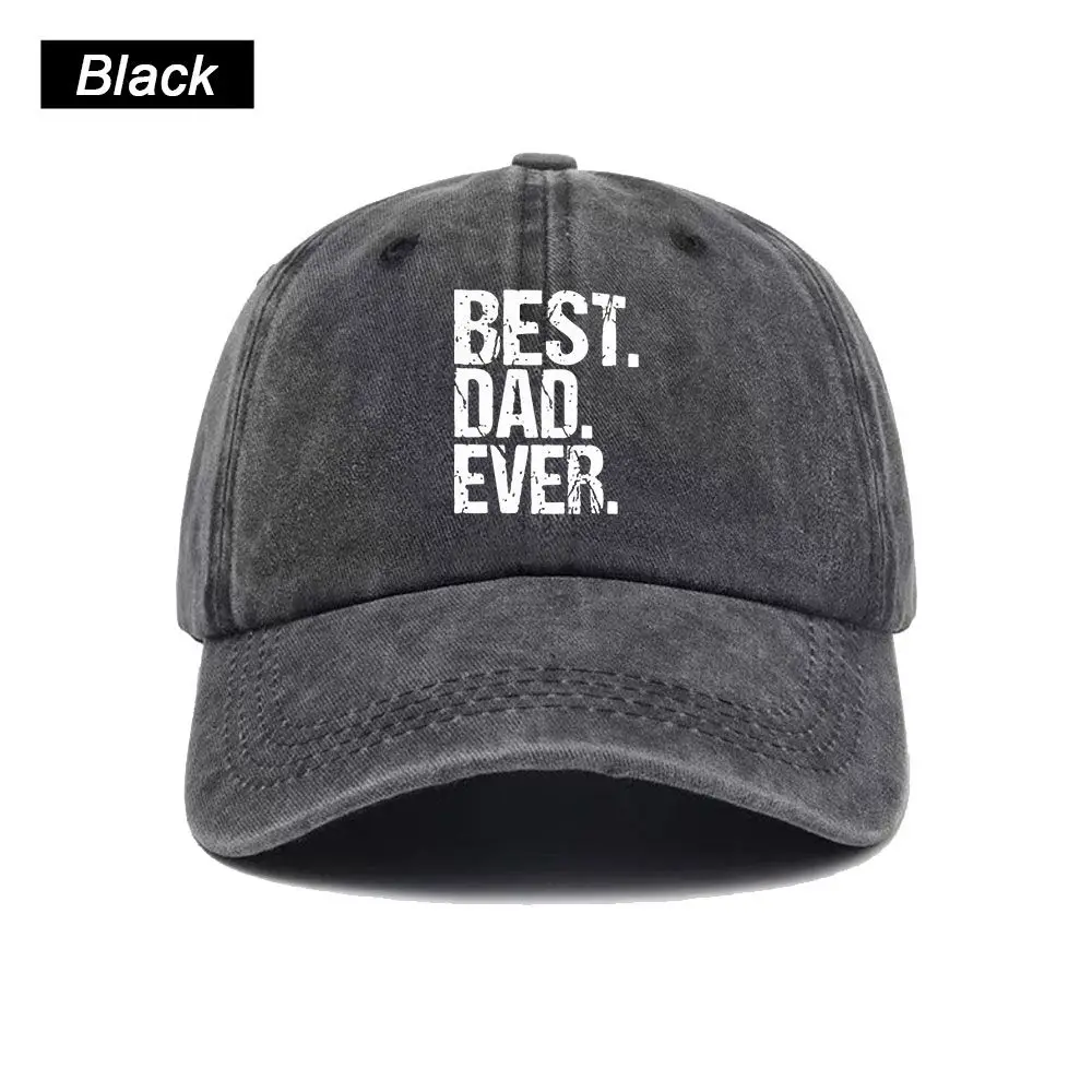 Vintage Washed Baseball Cap Best Dad Ever Print Graphic Unisex Streetwear Casual Trucker Style Summer Cotton Sun Hat