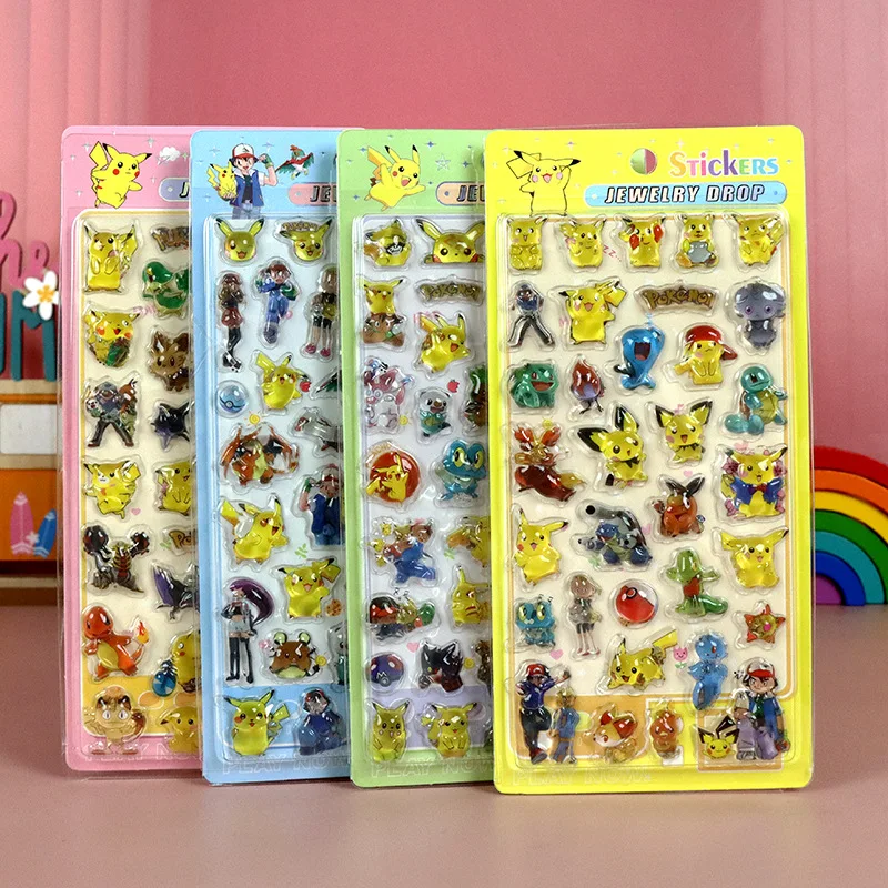 

New model Pokémon 3D Stereo Crystal Epoxy Stickers Cute Pixel Cartoon Decals For Diary Notebook Scrapbook DIY Craft Decoration