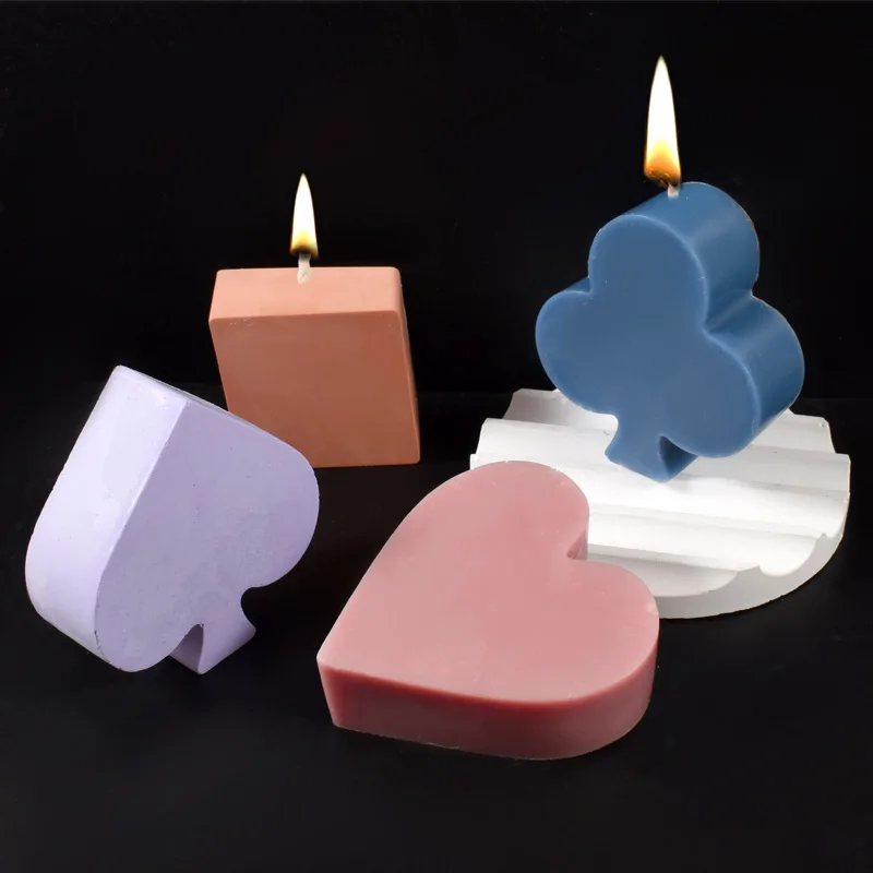 Nuevo molde para tarjetas de póker, moldes para velas, serie de espadas, palos, corazones y diamantes, decoraciones geométricas para velas, moldes de silicona para yeso