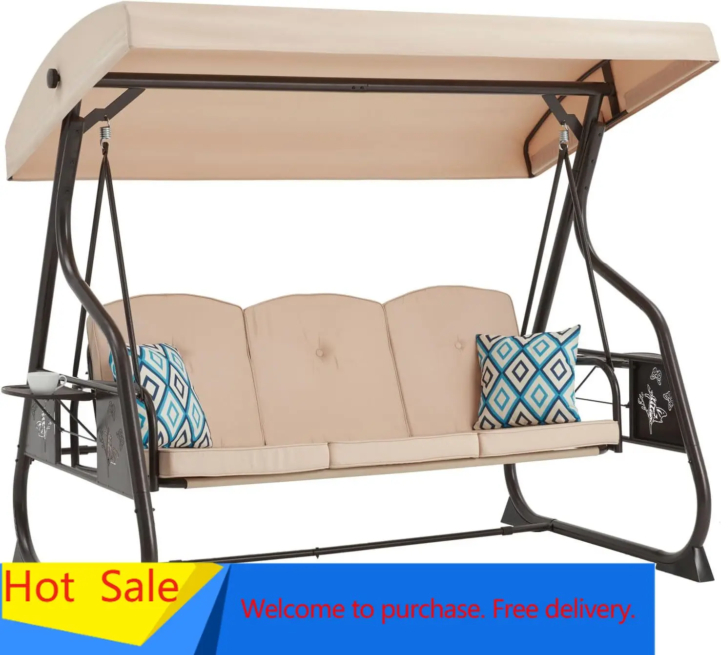

Горячая распродажа: 3-местные садовые качели-глайдер для террасы, выдерживающие до 360 кг, с навесом и регулируемой спинкой, со съемным чехлом.