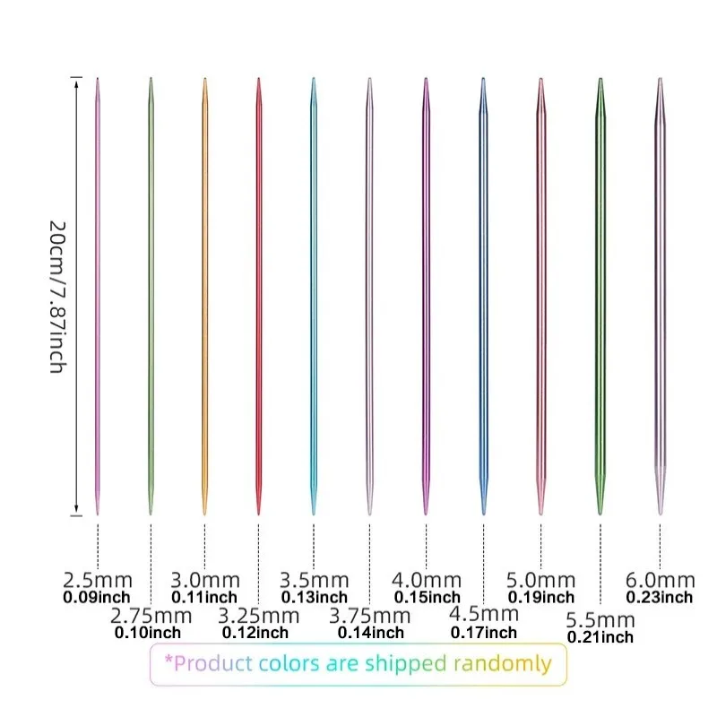 55 szt./1 zestaw igieł do swetra spiczasty z dwóch stron szydełka 7.87 calowy zestaw ze szydełka nierdzewnej zestaw dziewiarski 2.5-6.0mm