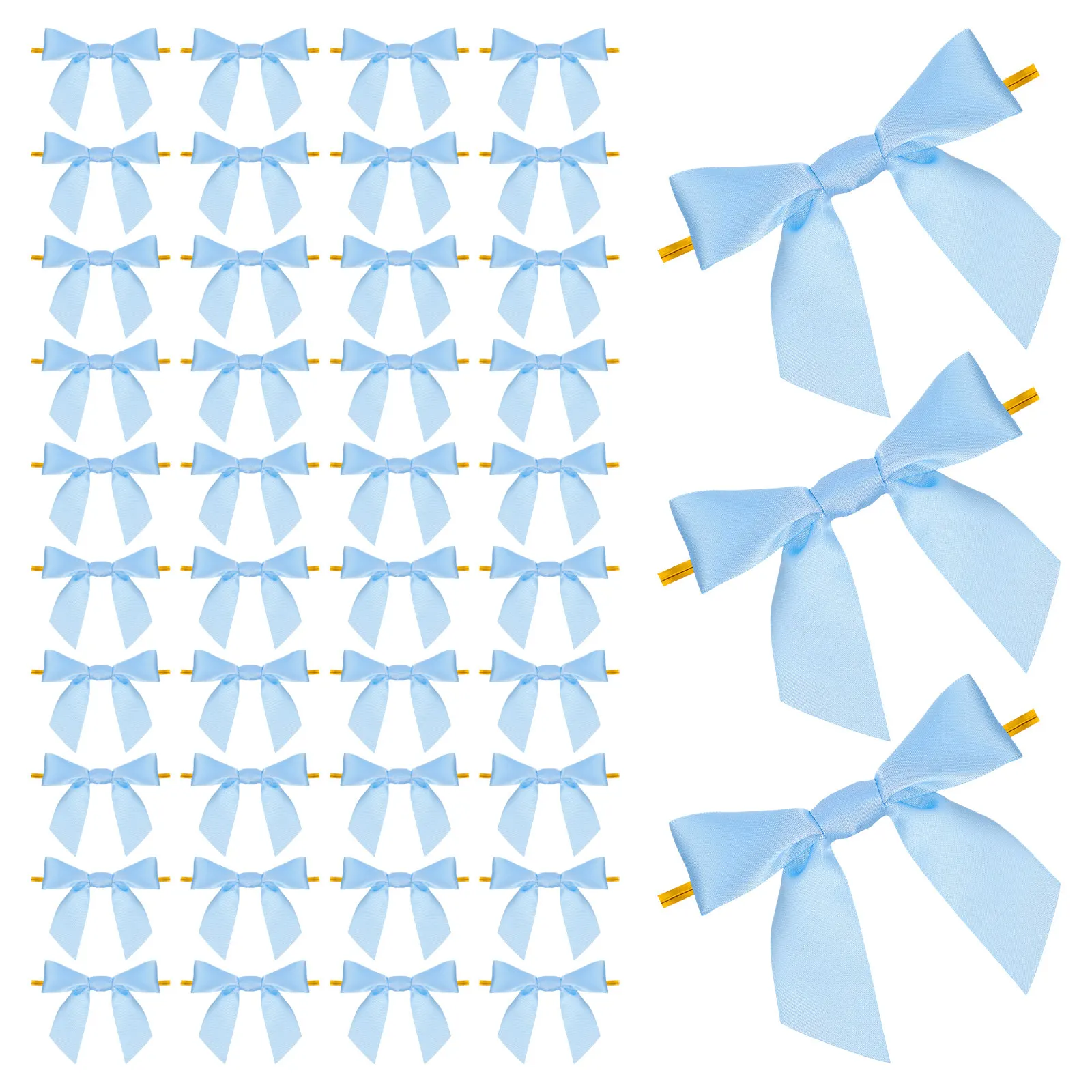 

100Pcs Gift Bag Bows Pre-Tied Ribbon Bows with Twist Tie for Present Wrapping Party Wedding Craft Decorations Bow Bags