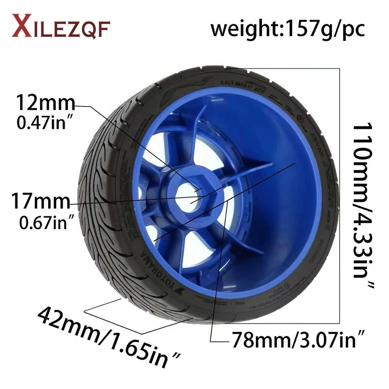 for 1/8 RC Car Arrma HSP HPI Traxxas MXJ KKPIT Losi Kyosho Redcat WR8 KM FS Citroen 1/7 WRC Rally Tires & Wheel Rims 17mm Hex