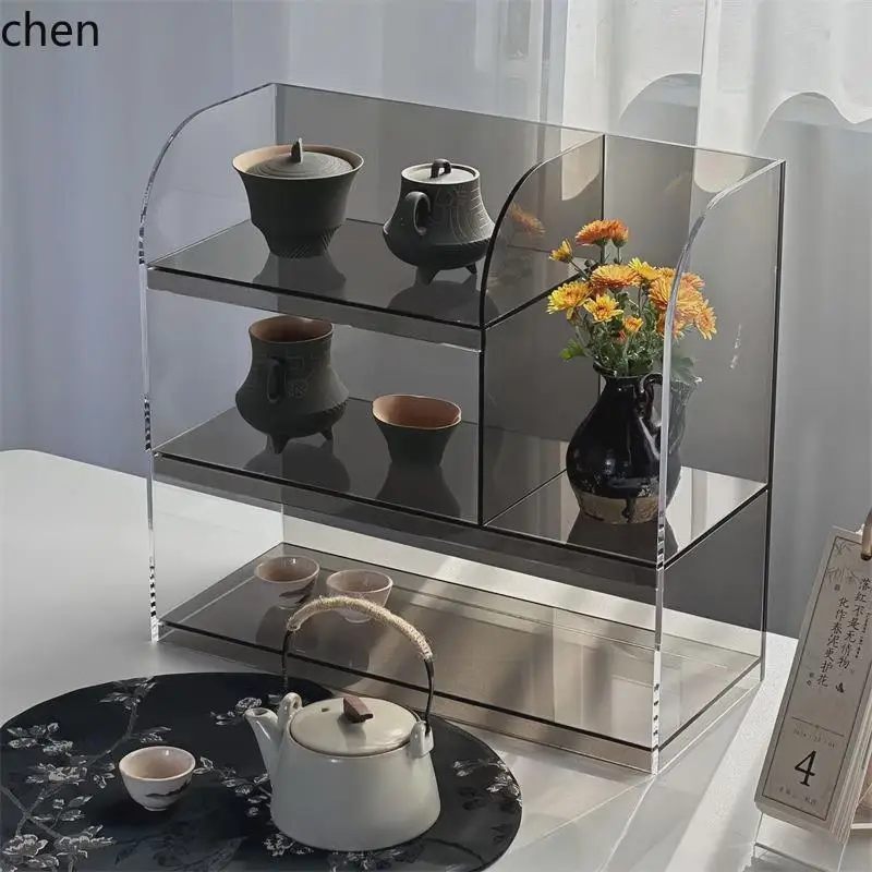 acrylic tea shed tea set teapot storage rack living room desktop home ornament display stand