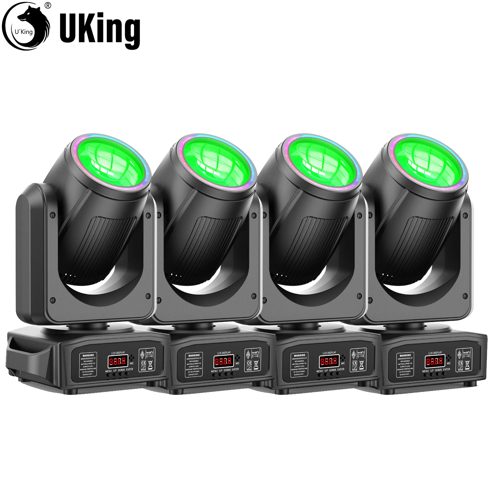 

U'King 4Pcs 150W White LED Moving Head Light With RGB Halo 7+1Color&Gobo Wheel 18Prism DJ Light DMX512 For Wedding Party KTV Bar