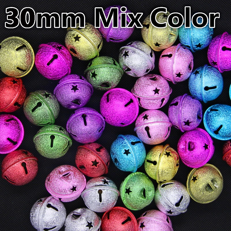 Neue gemischte Farbe runde Form 30mm Metall Jingle Glocken für Festival/Party/Haustier Halskette Weihnachts baum Dekor DIY Handwerk Zubehör