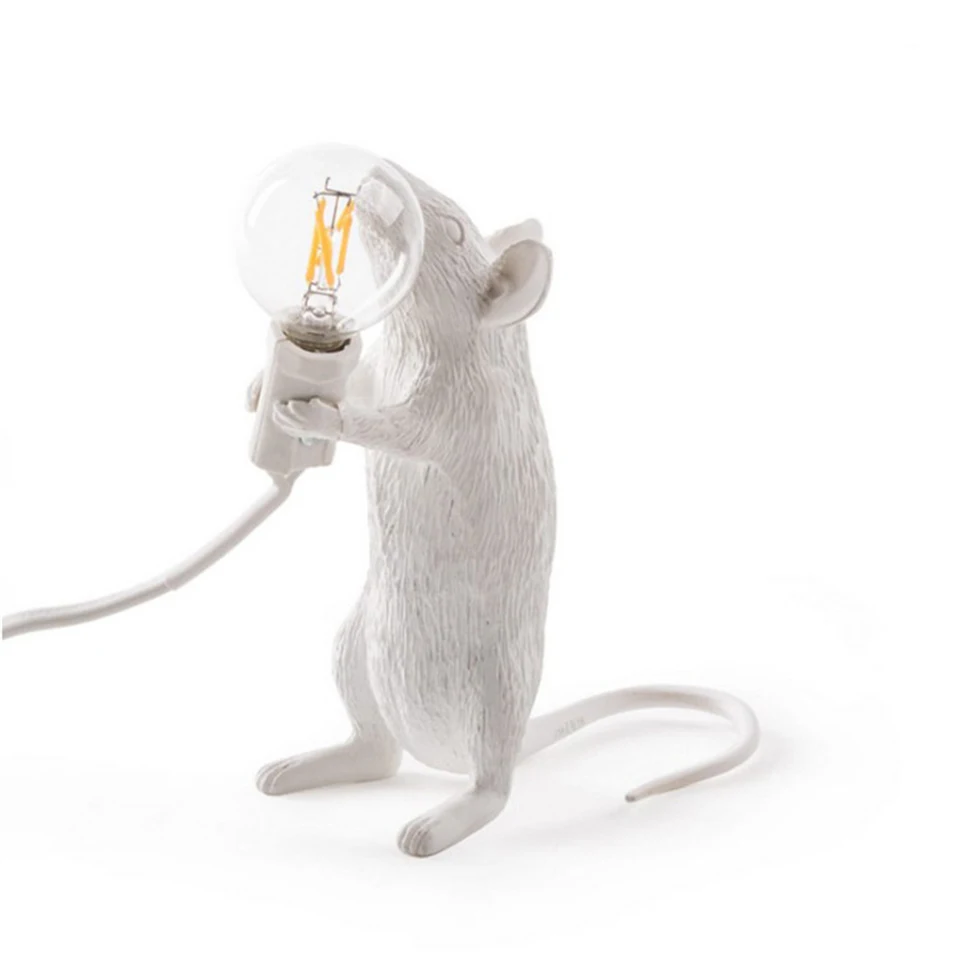 Modern LED Table Lights Resin Animal Rat Cat Squirrel LED Night Lights Mouse Table Lamps Home Decor Desk Lamp Lighting Fixtures