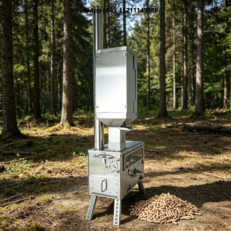 Stainless Steel Portable Multi-functional Outdoor Wood Pellet Burning Stove Oven Heater for Tent Heating Glamping